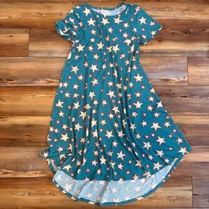 LuLaRoe Carly 4th of July Starry Teal Dress